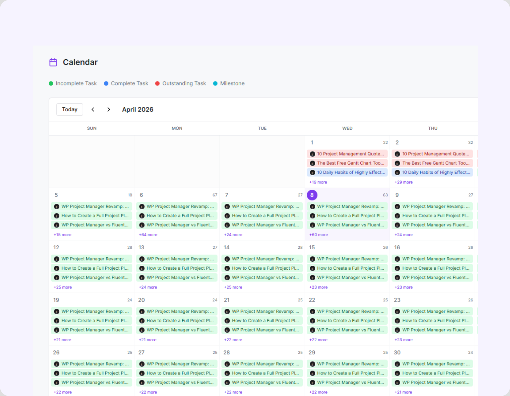 Calendar view