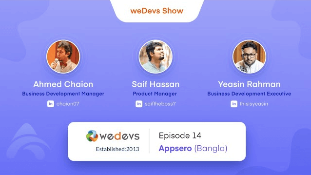 weDevs Show Episode 14: Appsero (Bangla)