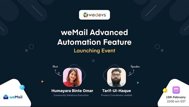 weMail Automation Feature -Launching Event