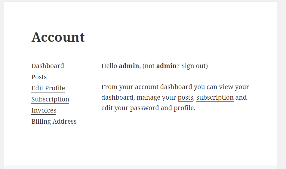 Create Unified My Account Page